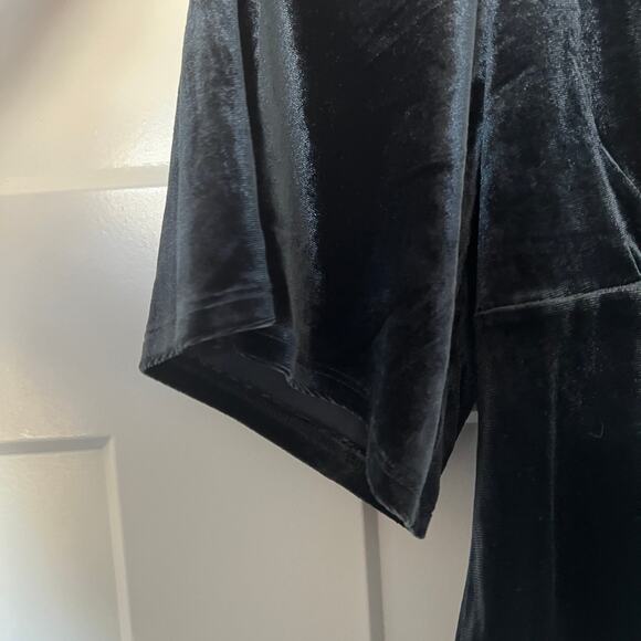 Knox Rose Women's Black Elbow Sleeve V-Neck Velvet Blouse - Size Large - NWT - Picture 6 of 8